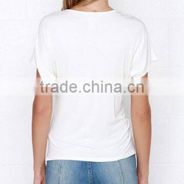 Special Street Style White V Shape T Shirt photo-4