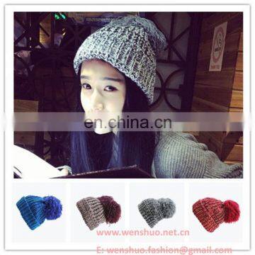 Knitted Girls winter Hats With Pom Poms 2016