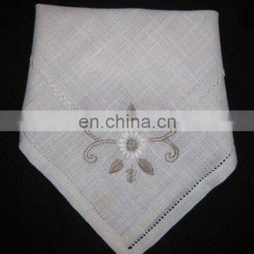 napkins with embroidery and hemstitch