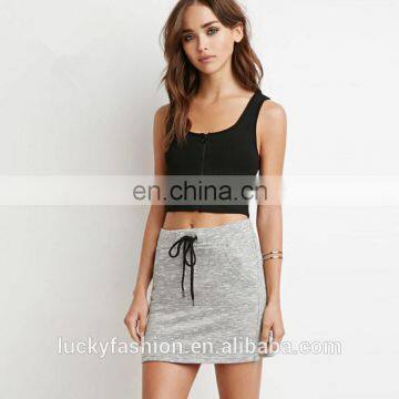 2016 Baiyimo custom women cotton casual drawstring tie sport mini skirt for baby girls
