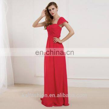 C5043 A-Line scoop Sweetheart Cap sleeve Ruched top chiffon bridal dress