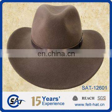 fashion brown wool felt cowboy outdoor hat with