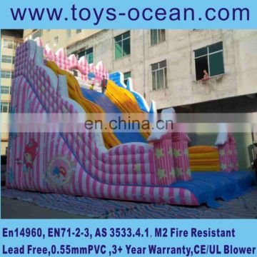 2016 new design pink inflatable castle inflatable slide for kids