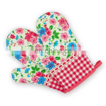 Heat Resistant Oven Mitts, Extra Long Quilted Cotton Lining Potholder Gloves with Mini Oven Mitts --Non-Slip Kitchen Gloves