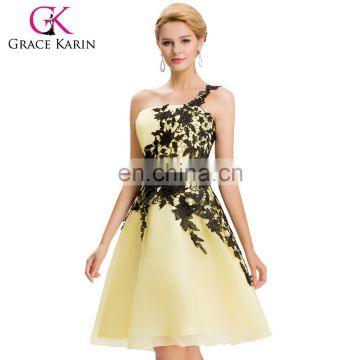 Grace Karin New Color Sexy Short One Shoulder Yellow Cocktail Party Dresses CL4288-4