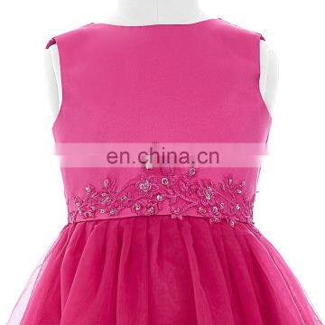 Grace Karin Full-Length Sleeveless Deep Pink Voile Satin Long Flower Girl Dress New Model Girl Dress 7~12 Years Old CL4491-3 photo-4