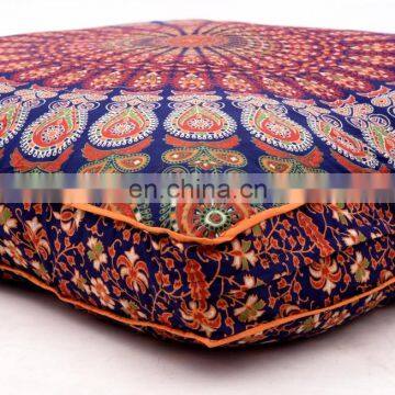 Latest Design Cushion Cover Meditation Pillow Case Cushion Cover Dog Bed Square Ottoman Pouf 35*35" Indian 2017