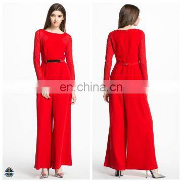 T-JP520 Prival Label Red Long Sleeve Maxi Muslim Womens Jumpsuit