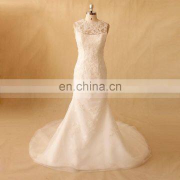 Romantic Mermaid Illusion Back Beads & Applique Boned Lace Wedding Gown