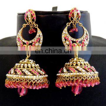 Wholesale Jumka Victorian Earrings - Crystal Rhinestone Earrings - Victorian Earring - Artificial Earrings - Stylish Earrin photo-3