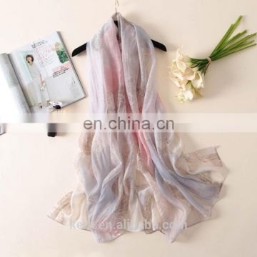 2017 spring breathable thin new simple design wool and silk blend scarf shawls in plain soft pastel color