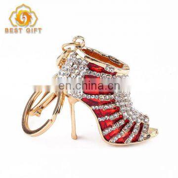 Fashion Bag Accessories Red High Heel Shoe Crystal Keychain