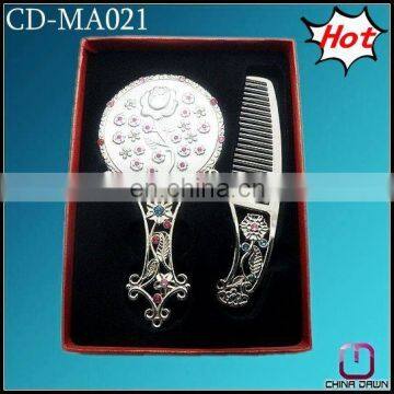 hot fashionable gift plating crystal mirror and comb CD-MA021