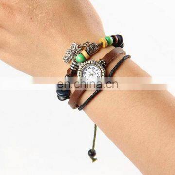 Charming Weave Bracelet Watches Braid Leather Imitation vintage watch bracelet
