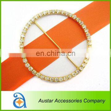 Round GOLD Crystal Rhinestone Buckle Slide For Wedding Ribbon invitation card