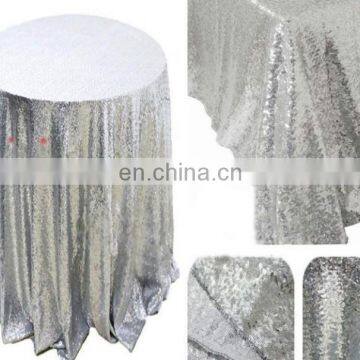 Black Shiny Sequin Round Table Cloth Rectangular Table Cloth for Wedding Decoration photo-6