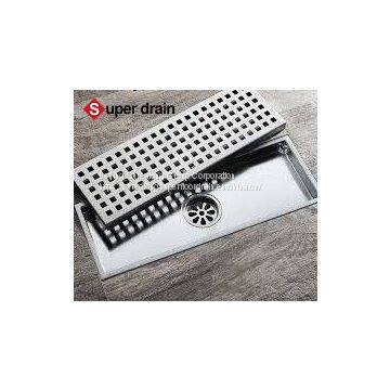 304 Stainless Steel Washing Machine Kitchen Outdoor Toilet Insert Tile Drain Grille Square Linear Grid Shower Floor Drain photo-3