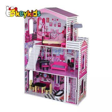 New arrival children large wooden dolls house furniture sets with elevator W06A355C