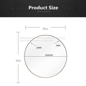 Decorative Modern Stainless Steel Frame Round Mirror Brushed Copper Round Wall Mirror photo-5