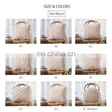 Bohemian Home Decorative Hand Crocheted Pillow Case Handmade Macrame Pillow Cushion Cover photo-4