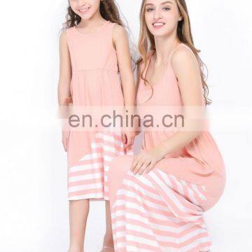 2019 Stripes Long Dress Little Girls Adult Children Matching Wholesale Mommy and me Dresses (this Link for Girls,1-12years) photo-2
