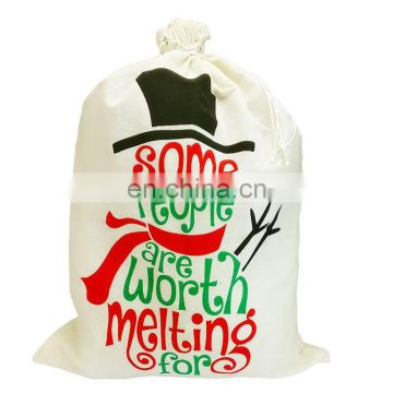 New Christmas Linen Gift Bag Santa Claus Drawstring Canvas Santa Sack Christmas Stockings & Gift Holders Accessories