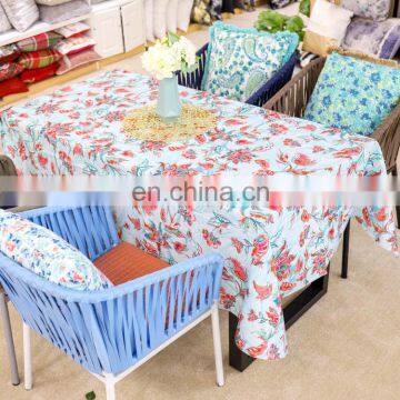 Floral Printed Table Cloth Spillproof Polyester Fabric Rectangle Tablecloths for Dining Party photo-2