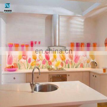 Customized 6mm printed glass splash back kitchen sink glass splashback