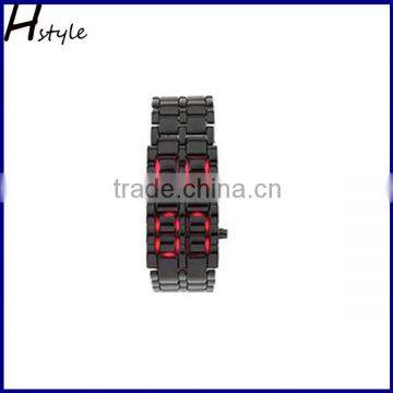 Men's Lava Black Stainless Steel Bracelet Watch Black and Red LED Digital Watch WP002 Quality Choice