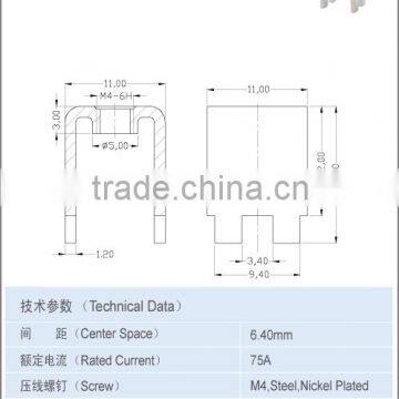 Electrical Accessories Brass Parts 75A Center Space 6.40*9.80mm photo-2