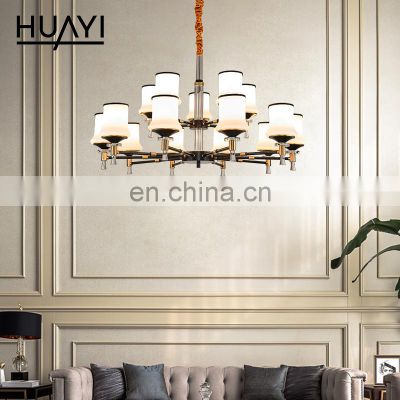 HUAYI New Product Golden Hanging Modern Hotel Living Room Restaurant E27 40W Decorative Chandelier