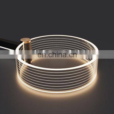 Wholesale Indoor Acrylic Decoration Black Gold Color Living Room LED Contemporary Chandelier Lamp photo-5