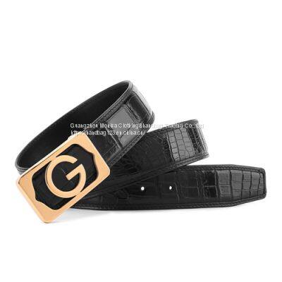 Crocodile Leather Belt Men's Genuine Leather Business Casual Thailand High-End Pants Belt G Letter Without Stitching Belt photo-4