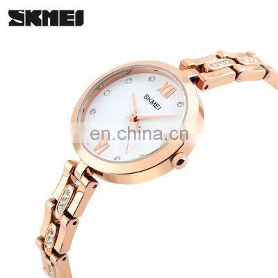 latest ladies watches skmei 1225 Luxury diamond design 30m waterproof quartz reloj women