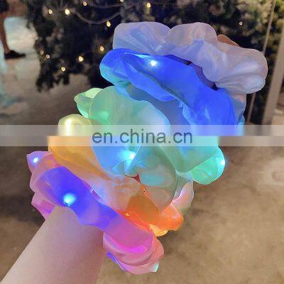 2020 New Arrival Girls LED Luminous Scrunchies Hairband Ponytail Holder Headwear Elastic Hair Bands Solid Color Hair Accessories