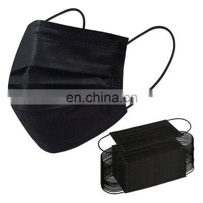 Disposable black custom face mask, 3 plys earloop anti fog mask shield, black fabric face mask