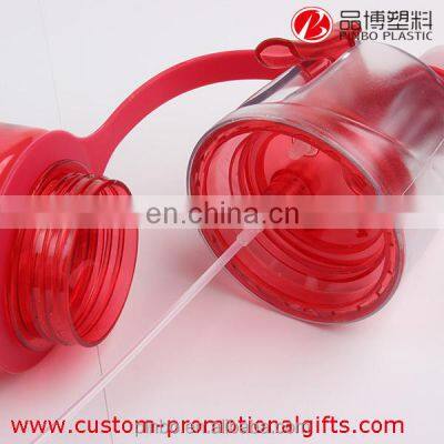 Plastic Sport Drinking Spray Water Bottle With Spray and Straw