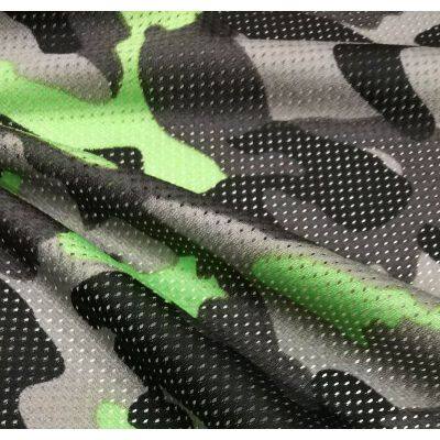 75D Printed 100% Polyester Knit Wicking Printed Bird Eye Mesh Fabric