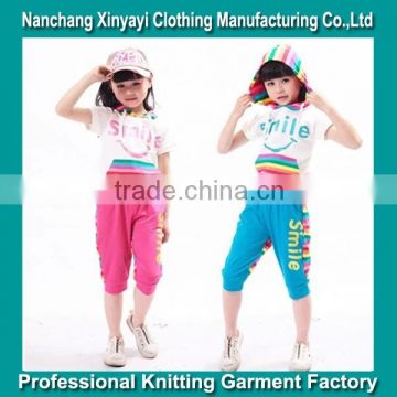 2015 Children Sports Wear Plain T-Shirt and Sport Pants / Wholesale Clothing Made in China Jiangxi