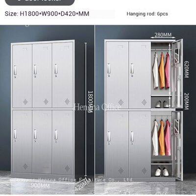 Casilleros para empleados de acero inoxidable grueso y resistente a la intemperie con diseño de espejo de maquillaje para oficinas y lugares de trabajo - OEM/ODM photo-1