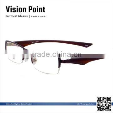 Fashion design half rim metal TR90 men eyeglasses frame