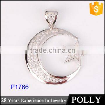 2015 hot sales 925 silver moon start pendant necklace engraved jewelry