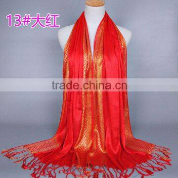 Wholesale 2016 Hot Red Striped Tassels Style Ladies Fashion Viscose Scarf Hijab