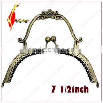 Fashion 19cm Kiss Lock Sewing Metal Purse Frame With Handle