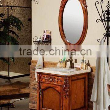 Free standing classic red oak wood bathroom vanity