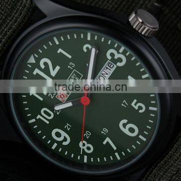 Men's Military Green Dial Fabric Strap Date Sport Army Watch MR056