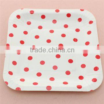 China Wholesale Fancy Dotted 7 Inch Square Paper Plates photo-5