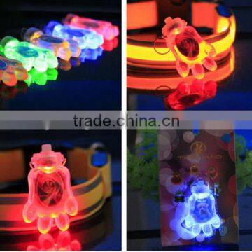 Dog claw shape tag Puppy Cat Alloy Collar Pendant Anti-lost address tag, led flashing tags