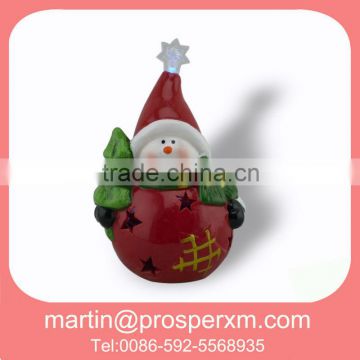 Ceramics christmas snowman ornaments with LED