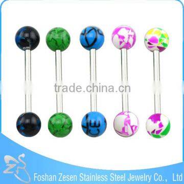 316L Barbell UV Glitter Bioplast Tongue Rings Body Piercing photo-2